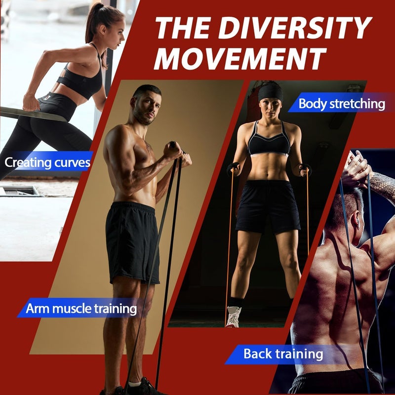 LEEKEY Resistance Bands, Exercise Bands with Handles,Pull Up Assist Bands - Band Set with Door Anchor - Bands for Working Out,Band for Men and Women Fitness Training,Home Workouts - Image 4